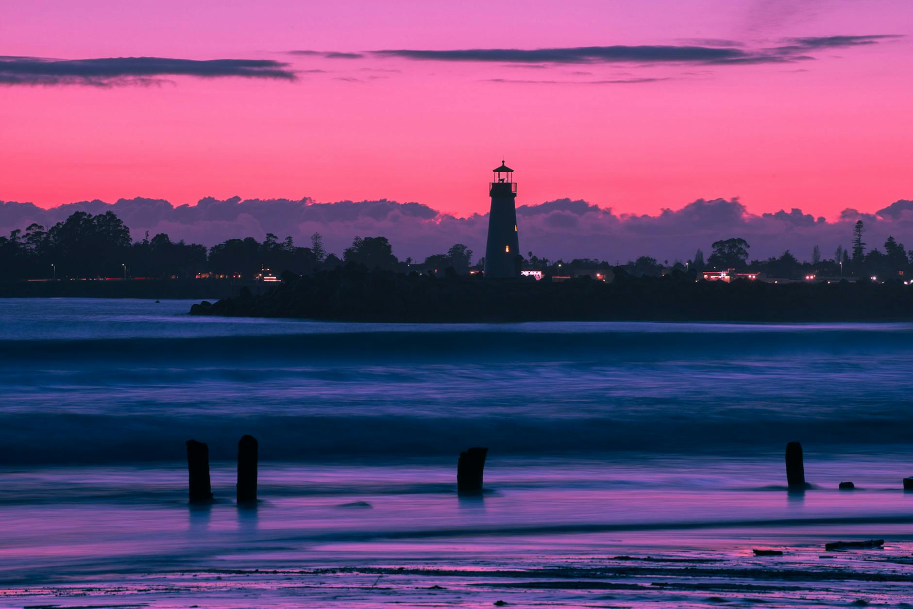 lighthouse during night