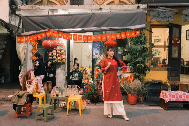 street scene in hanoi during t t festival celebration