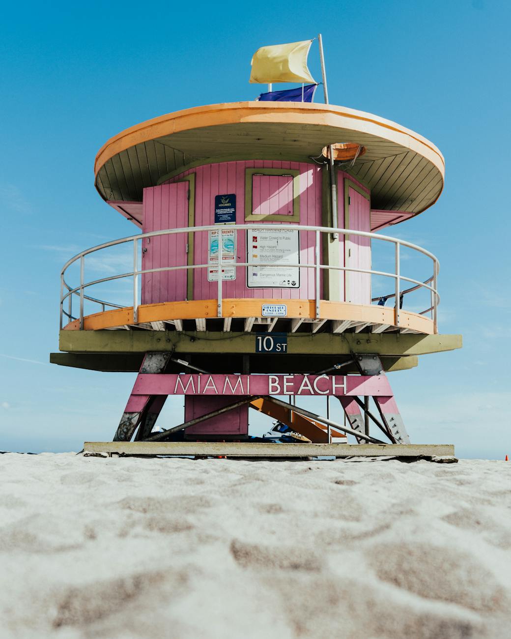 pink lifeguard tower in miami usa