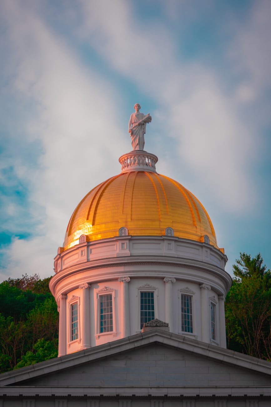 agriculture statue on the golden dome of the vermont state house in montpelier