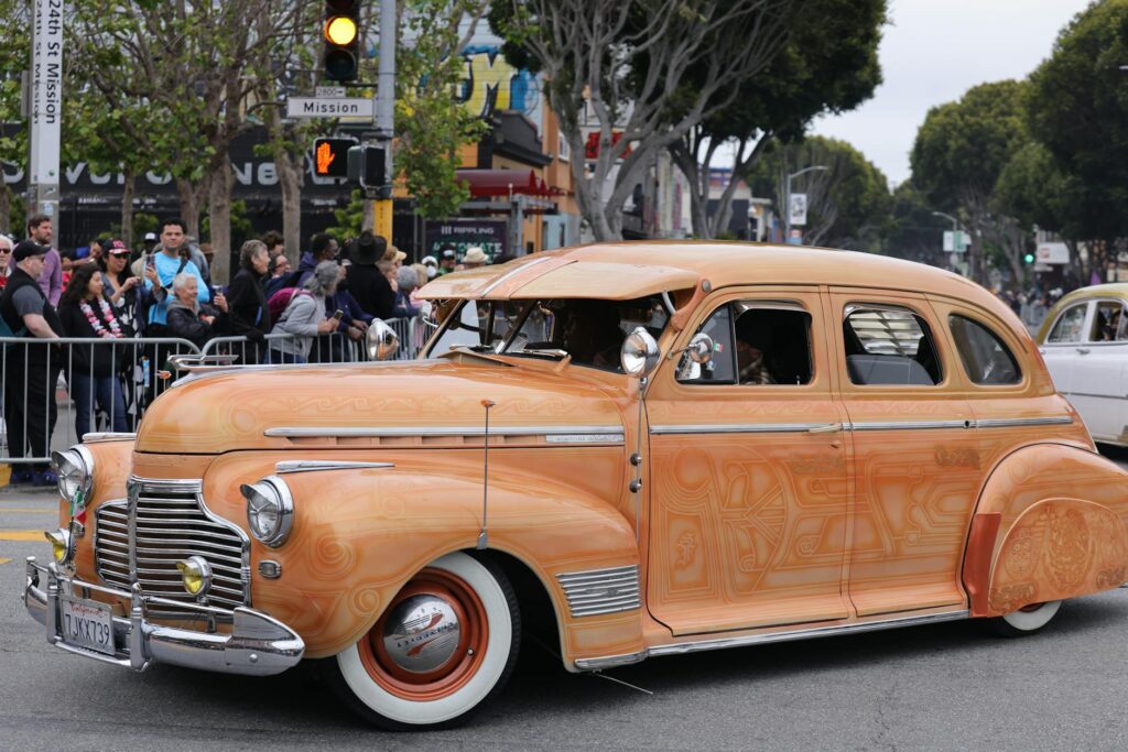 vintage car on the street during a car show