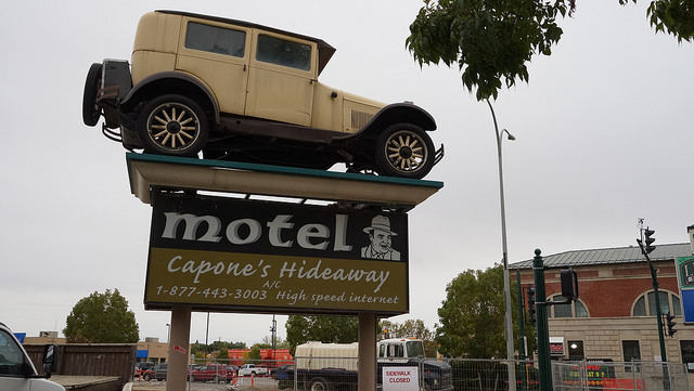 Retro, vintage, sign, car, al capone, Moose Jaw, Saskatchewan, Canada