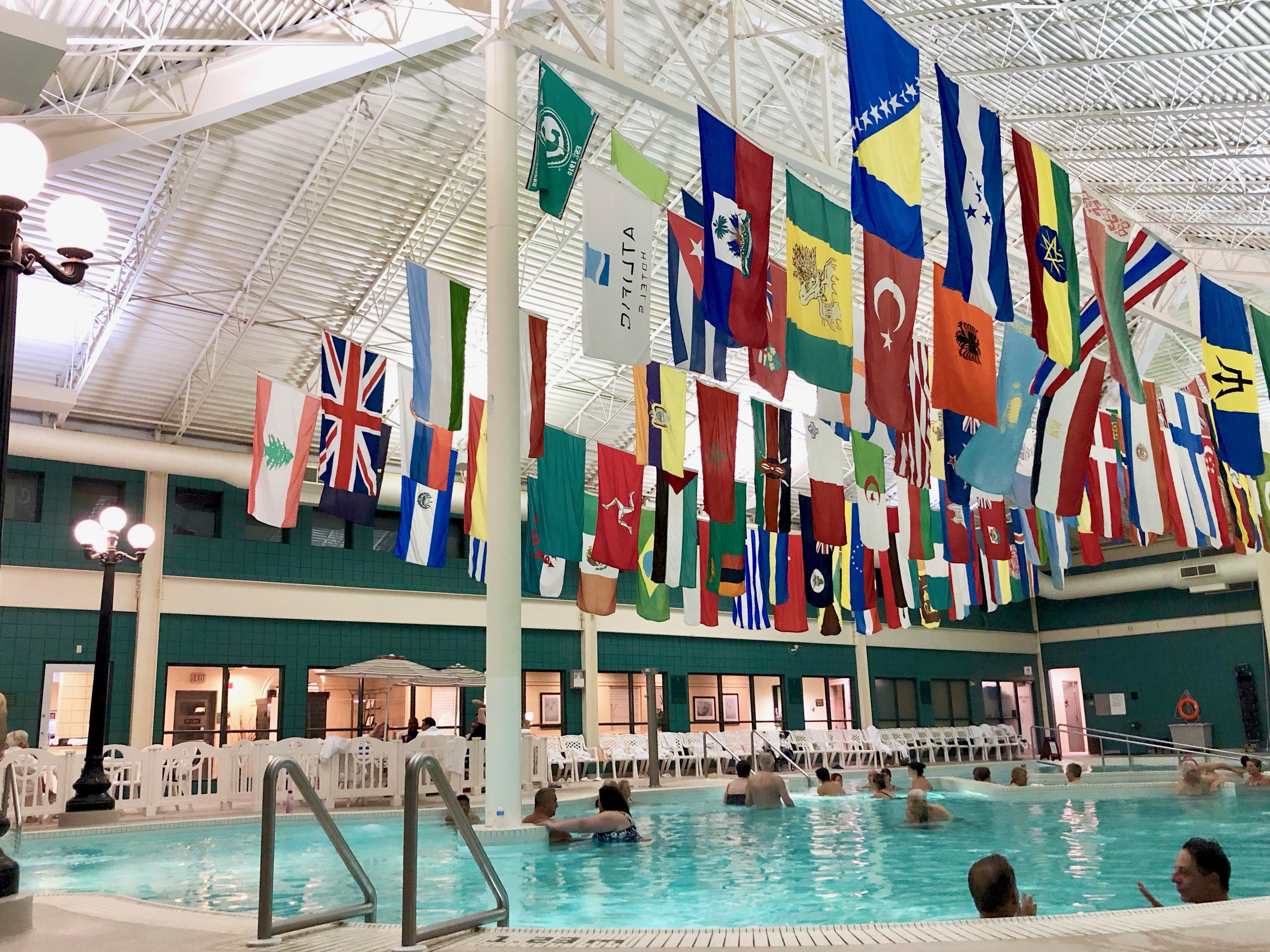 Moose Jaw, Saskatchewan, Canada, mineral pool, flags, international,