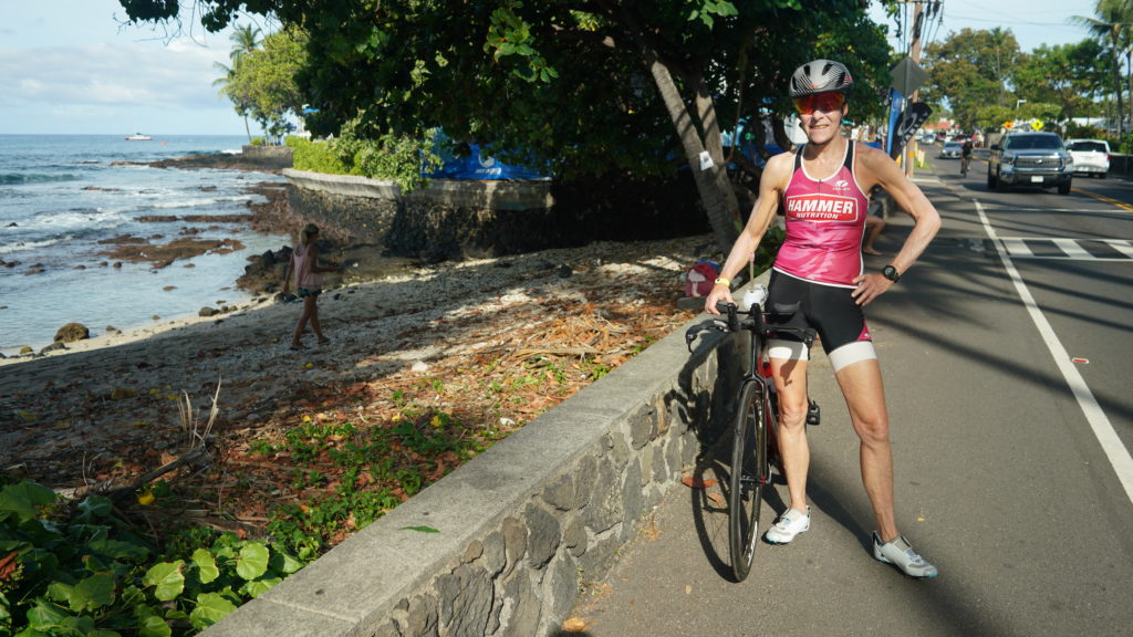 Kona, Hawaii, triathlete, Ironman, bicycle, debra weier, pose
