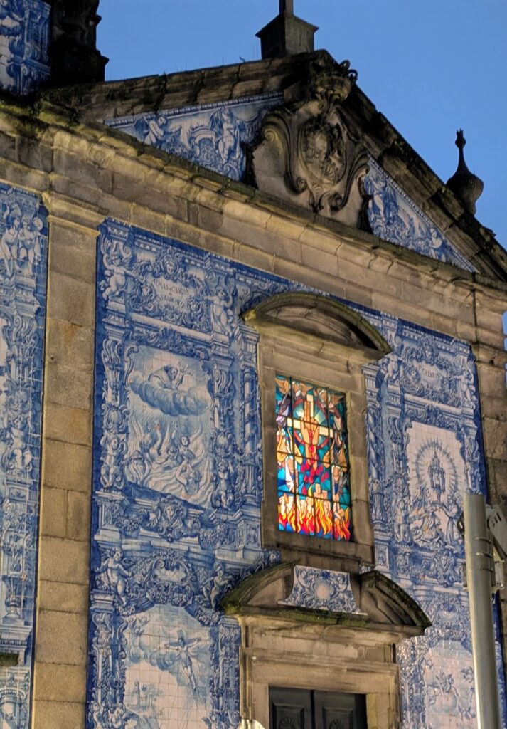 Porto Church with Azulejo Tiles at Night
