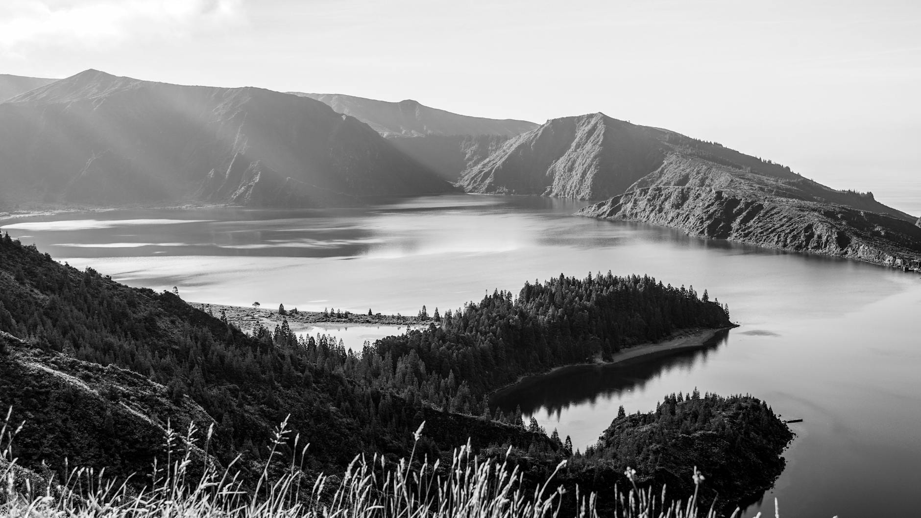 Crater lake landscape on São Miguel island in the Azores, Portugal